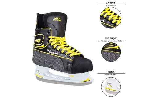 ŁYŻWY HOKEJOWE NH8556 S ROZM. 46 CZARN-ŻÓŁT. /NILS