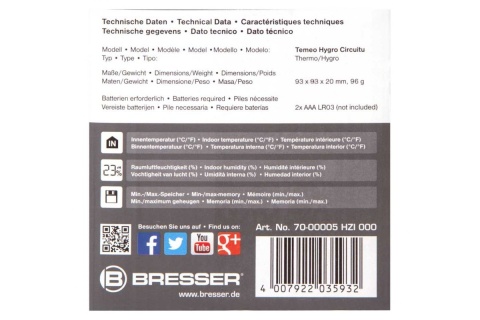 STACJA METEOROLOGICZNA TEMEO HYGRO CIRCUITU SREBRN. /BRESSER