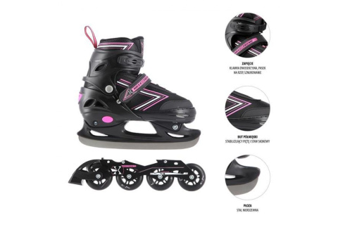 ŁYŻWOROLKI REGULOWANE 2W1 NH11912 ROZM. S (31-34) /NILS