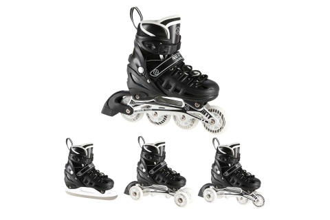 ŁYŻWOROLKI REGULOWANE 4W1 NH10905 BLK ROZM. M (35-38) /NILS