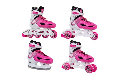 ŁYŻWOROLKI 4W1 34-37 RÓŻOWE /ENERO