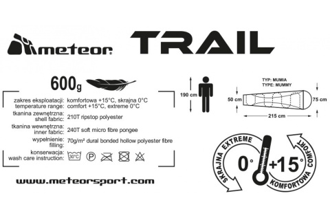 ŚPIWÓR TURYSTYCZNY TRAIL BL /METEOR