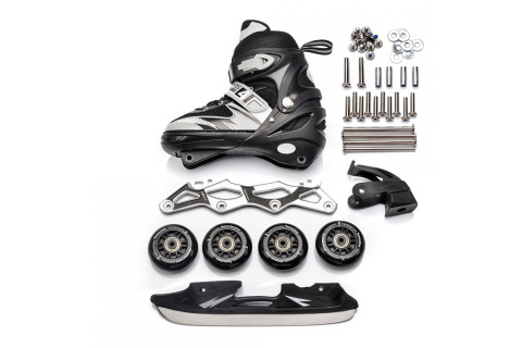 ŁYŻWOROLKI 4W1 SEASONS CZARNY M (34-37) /METEOR