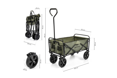 WÓZEK TRANSPORTOWY SKŁADANY X-200 CIEMNOZIELONY UNIWERSALNY /METEOR