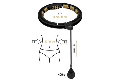HULA HOP BLACK/GOLD Z MAGNESAMI I OBCIĄŻNIKIEM + LICZNIK HHM13 /HMS HULA HOP BLACK/GOLD Z MAGNESAMI I OBCIĄŻNIKIEM + LICZNIK HHM13 /HMS