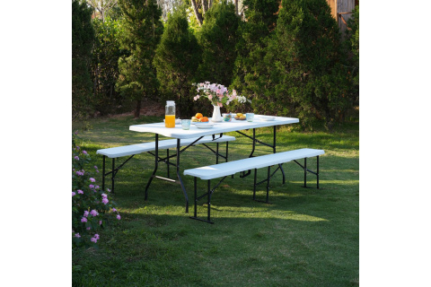 SKŁADANA ŁAWKA OGRODOWA 183 CM BIAŁA NC3404 /NILS CAMP