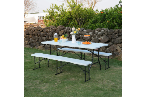 SKŁADANA ŁAWKA OGRODOWA 183 CM BIAŁA NC3404 /NILS CAMP