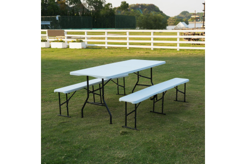 SKŁADANA ŁAWKA OGRODOWA 183 CM BIAŁA NC3404 /NILS CAMP