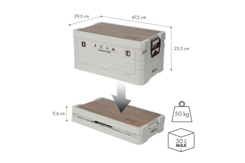 SKŁADANA SKRZYNIA KEMPINGOWA Z FUNKCJĄ STOŁU 2W1 50L NCB4002 /NILS CAMP