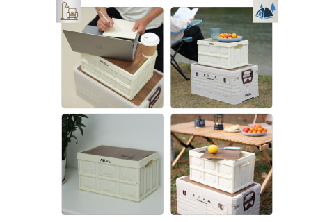 SKŁADANA SKRZYNIA KEMPINGOWA BIAŁA Z FUNKCJĄ STOŁU 2W1 15L /NILS CAMP