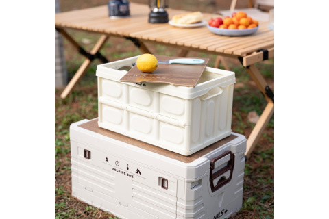 SKŁADANA SKRZYNIA KEMPINGOWA BIAŁA Z FUNKCJĄ STOŁU 2W1 15L /NILS CAMP