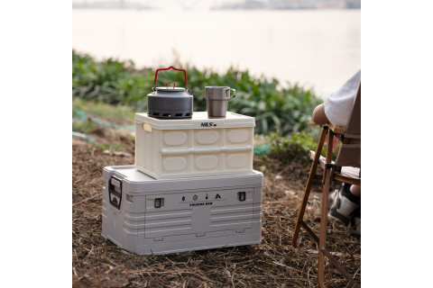 SKŁADANA SKRZYNIA KEMPINGOWA BIAŁA Z FUNKCJĄ STOŁU 2W1 15L /NILS CAMP