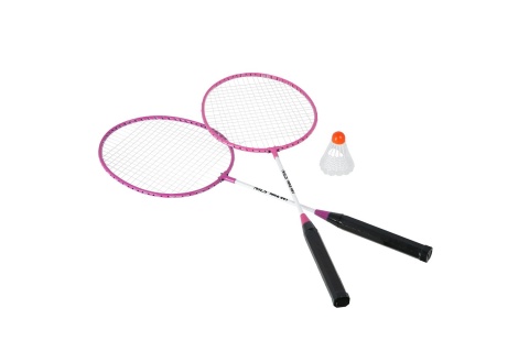ZESTAW RAKIET RÓŻOWY DO BADMINTONA + LOTKA NRZ001 /NILS