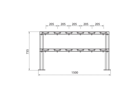 STOJAK NA HANTLE DWURZĘDOWY 6 PAR COMMERCIAL STR48 /HMS