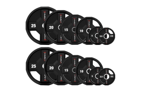 TALERZE OLIMPIJSKIE POLIURETANOWE ZESTAW 2 X 2.5 - 25 KG CPU (155 KG) TPC SET /HMS
