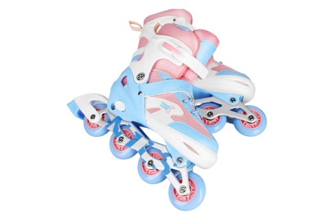 ŁYŻWOROLKI LED + OCHRANIACZE MOONBEAM BIAŁE ROZM. M(35-38) ZESTAW NA0189 /NILS EXTREME