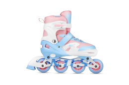 ŁYŻWOROLKI LED + OCHRANIACZE MOONBEAM BIAŁE ROZM. S(31-34) ZESTAW NA0189 /NILS EXTREME