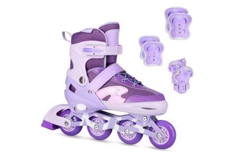 ŁYŻWOROLKI LED + OCHRANIACZE MOONBEAM FIOLETOWE ROZM. L(39-42) ZESTAW NA0189 /NILS EXTREME