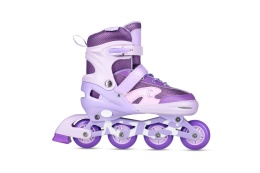 ŁYŻWOROLKI LED + OCHRANIACZE MOONBEAM FIOLETOWE ROZM. L(39-42) ZESTAW NA0189 /NILS EXTREME