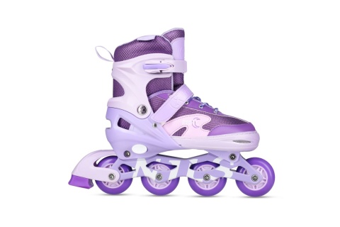 ŁYŻWOROLKI LED + OCHRANIACZE MOONBEAM FIOLETOWE ROZM. L(39-42) ZESTAW NA0189 /NILS EXTREME