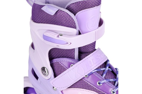 ŁYŻWOROLKI LED + OCHRANIACZE MOONBEAM FIOLETOWE ROZM. L(39-42) ZESTAW NA0189 /NILS EXTREME