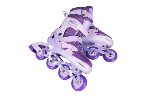 ŁYŻWOROLKI LED + OCHRANIACZE MOONBEAM FIOLETOWE ROZM. L(39-42) ZESTAW NA0189 /NILS EXTREME