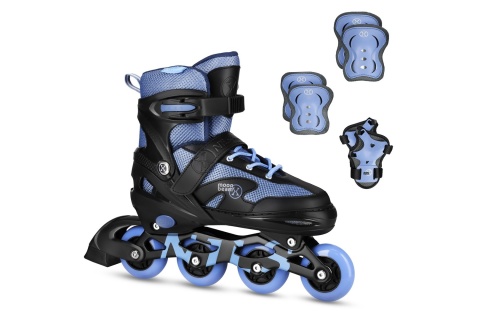 ŁYŻWOROLKI LED + OCHRANIACZE MOONBEAM NIEBIESKIE ROZM. S(31-34) ZESTAW NA0189 /NILS EXTREME