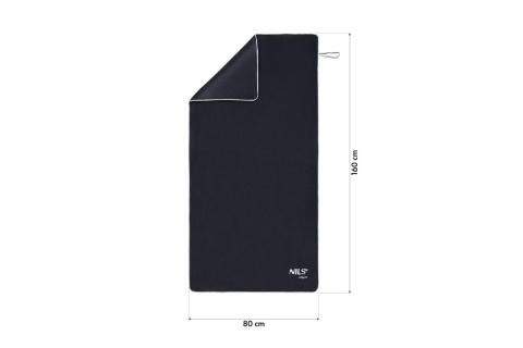 RĘCZNIK Z MIKROFIBRY FROTTE CZARNY 160X80CM NAR14 /NILS AQUA