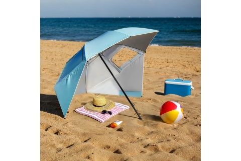 PARASOL/PARAWAN PLAŻOWY 2W1 XXL 240 CM NIEBIESKI NC17114 /NILS
