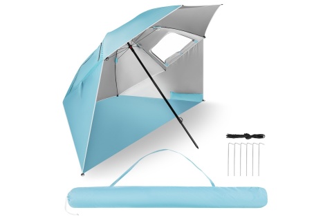 PARASOL/PARAWAN PLAŻOWY 2W1 XXL 240 CM NIEBIESKI NC17114 /NILS
