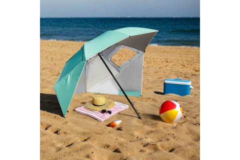 PARASOL/PARAWAN PLAŻOWY 2W1 XXL 240 CM ZIELONY NC17114 /NILS