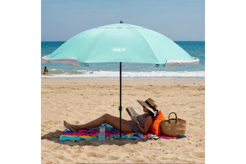 PARASOL/PARAWAN PLAŻOWY 2W1 XXL 240 CM ZIELONY NC17114 /NILS