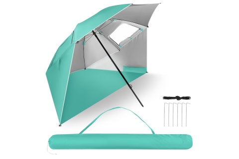 PARASOL/PARAWAN PLAŻOWY 2W1 XXL 240 CM ZIELONY NC17114 /NILS