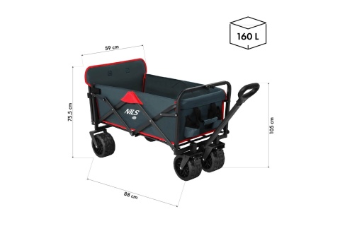 WÓZEK TURYSTYCZNY 160L ANTRACYT NC2601 /NILS CAMP