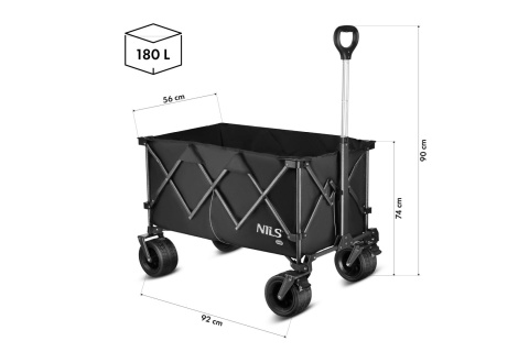 WÓZEK TURYSTYCZNY XXL 180L CZARNY NC2604 /NILS CAMP