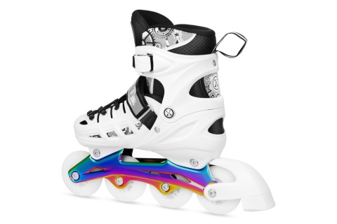 ŁYŻWOROLKI LED 4W1 BIAŁE Z WYM. PŁOZĄ HOKEJOWĄ RAINBOW ROZM. L(39-42) NH10905 /NILS EXTREME