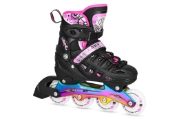 ŁYŻWOROLKI LED 4W1 RÓŻOWE Z WYM. PŁOZĄ HOKEJOWĄ RAINBOW ROZM. S(31-34) NH10905 /NILS EXTREME
