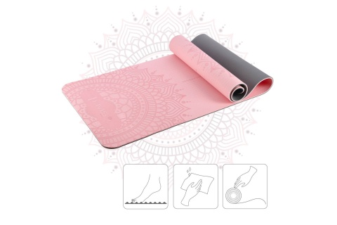 ZESTAW DO JOGI JASNO-RÓŻOWA MATA TPE YM10 + KOSTKA GRAY KJ02 + PASEK SJ02 /HMS