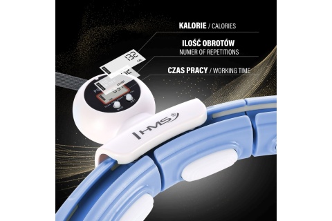 HULA HOP MAGNETYCZNY Z LICZNIKIEM BLUE HHM15 + PAS BR163 BLACK PLUS SIZE ZESTAW /HMS
