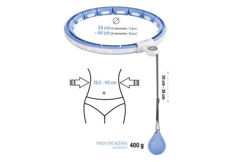 HULA HOP MAGNETYCZNY Z LICZNIKIEM BLUE HHM15 + PAS BR163 BLACK PLUS SIZE ZESTAW /HMS