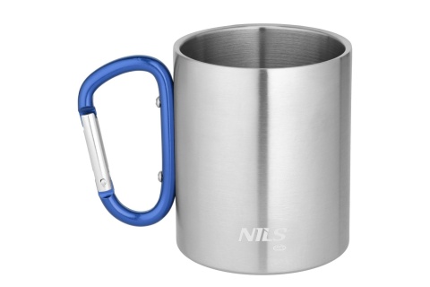 KUBEK KEMPINGOWY Z KARABIŃCZYKIEM 300 ML STAL NIERDZEWNA NIEBIESKI NC17110 /NILS CAMP