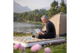 MATERAC TURYSTYCZNY DMUCHANY 203X152X22 CM BEŻOWY NC2803 /NILS CAMP