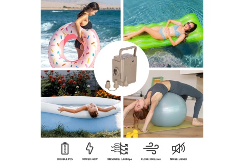 MATERAC DWUOSOBOWY KING SIZE BEŻOWY + POMPKA ELEKTRYCZNA NC2808 /NILS CAMP