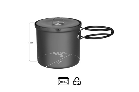 GARNEK TURYSTYCZNY ALUMINIOWY Z POKRYWKĄ 1000ML NC4202 /NILS CAMP