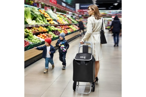 WÓZEK NA ZAKUPY 40L CZARNY NC17106 /NILS CAMP