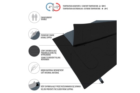 ŚPIWÓR PODWÓJNY ANTRACYT-POMARAŃCZ NC2001 /NILS CAMP