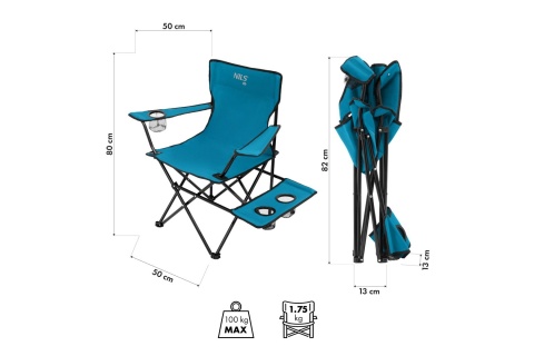 KRZESŁO TURYSTYCZNE NIEBIESKO-SZARE NC3301 /NILS CAMP