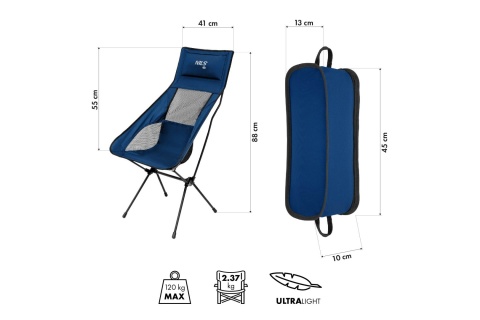 KRZESŁO SKŁADANE ULTRALIGHT GRANATOWE NC3322 /NILS CAMP