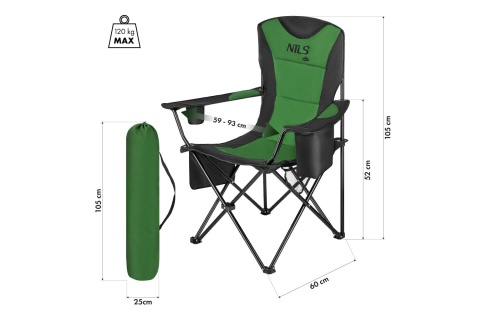 KRZESŁO KEMPINGOWE SKŁADANE KHAKI NC3501 /NILS CAMP