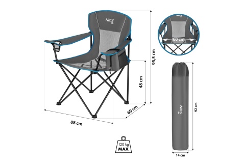KRZESŁO TURYSTYCZNE SZARE NC3706 /NILS CAMP